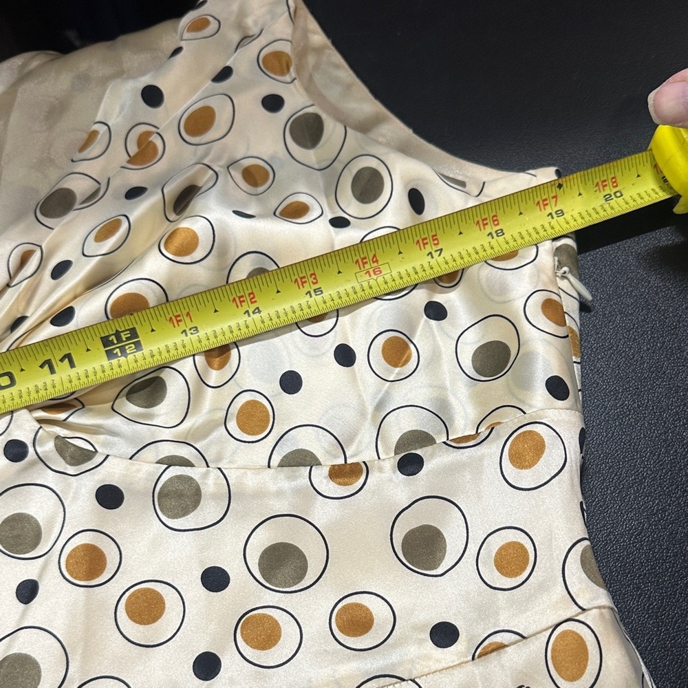 IEdesigned Cream and Brown Circle Pattern sleeveless side zip Midi Dress size 12 - Picture 6 of 7